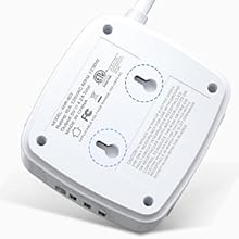 6 Ft Surge Protector Power Strip - 8 Widely Outlets with 4 USB Ports, 3 Side Outlet Extender with 6 Feet Extension Cord, Flat Plug, Wall Mount, Desk USB Charging Station, ETL,White