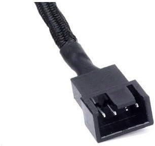 All Black Sleeved PWM Fan Splitter Cable 1 to 2 Converter, 2 Pack