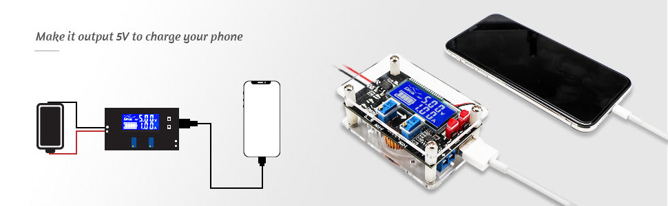 DROK DC Buck Converter Adjustable Voltage Regulator 12V 6V-32V to 1.5-32V 5A, LCD Screen Step Down Converter with USB Port and Protective Case