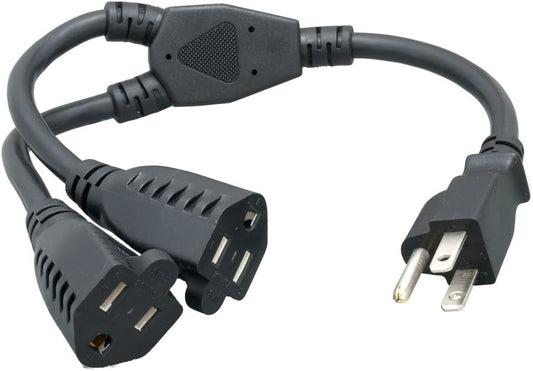 Power Cord Extension and Splitter, NEMA 5-15P to NEMA 5-15R x 2, 16 AWG, 13A, 125V (ZWACPQAG-14) Black