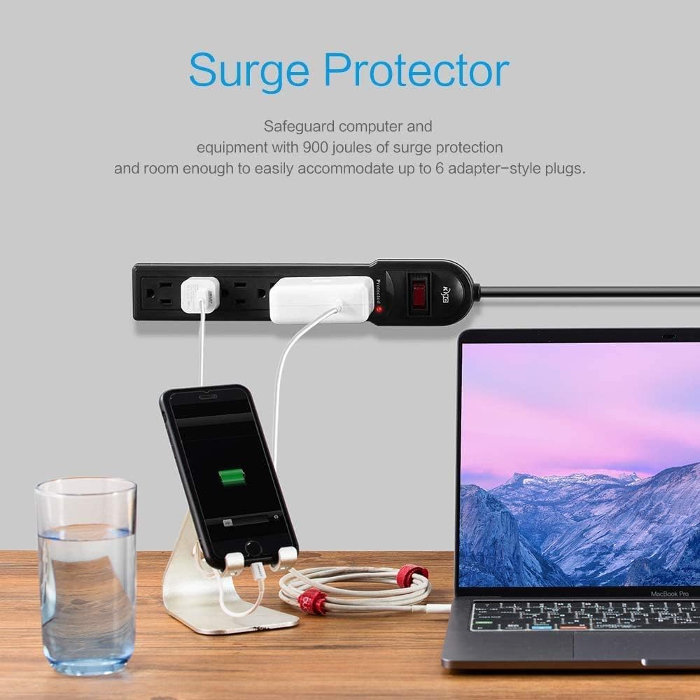 KMC 6-Outlet Surge Protector Power Strip 6 Pack