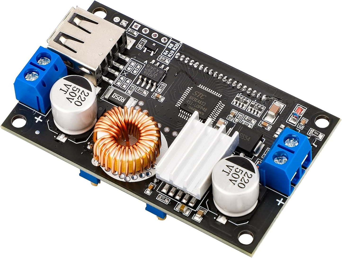 DROK DC Buck Converter Adjustable Voltage Regulator 12V 6V-32V to 1.5-32V 5A, LCD Screen Step Down Converter with USB Port and Protective Case