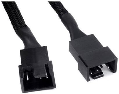 All Black Sleeved PWM Fan Splitter Cable 1 to 2 Converter, 2 Pack