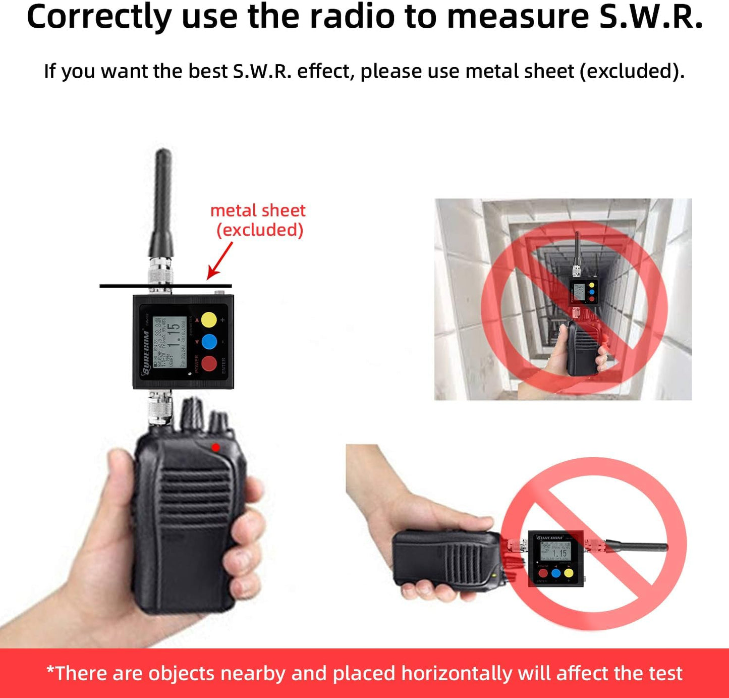 Mcbazel Surecom SW-102 Digital VHF/UHF 125-525Mhz Antenna Power & SWR Meter