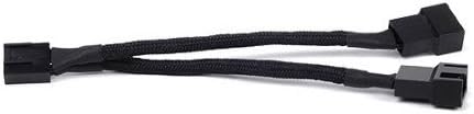 All Black Sleeved PWM Fan Splitter Cable 1 to 2 Converter, 2 Pack