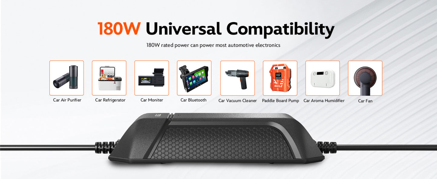 AC to DC Converter, AC/DC 12V 15A 180W Power Supply Adapter Transformer for Tire Inflator, Car Refrigerator, Paddle Board Pump, 110V to 12V Converter Car Cigarette Lighter Adapter Power Supply