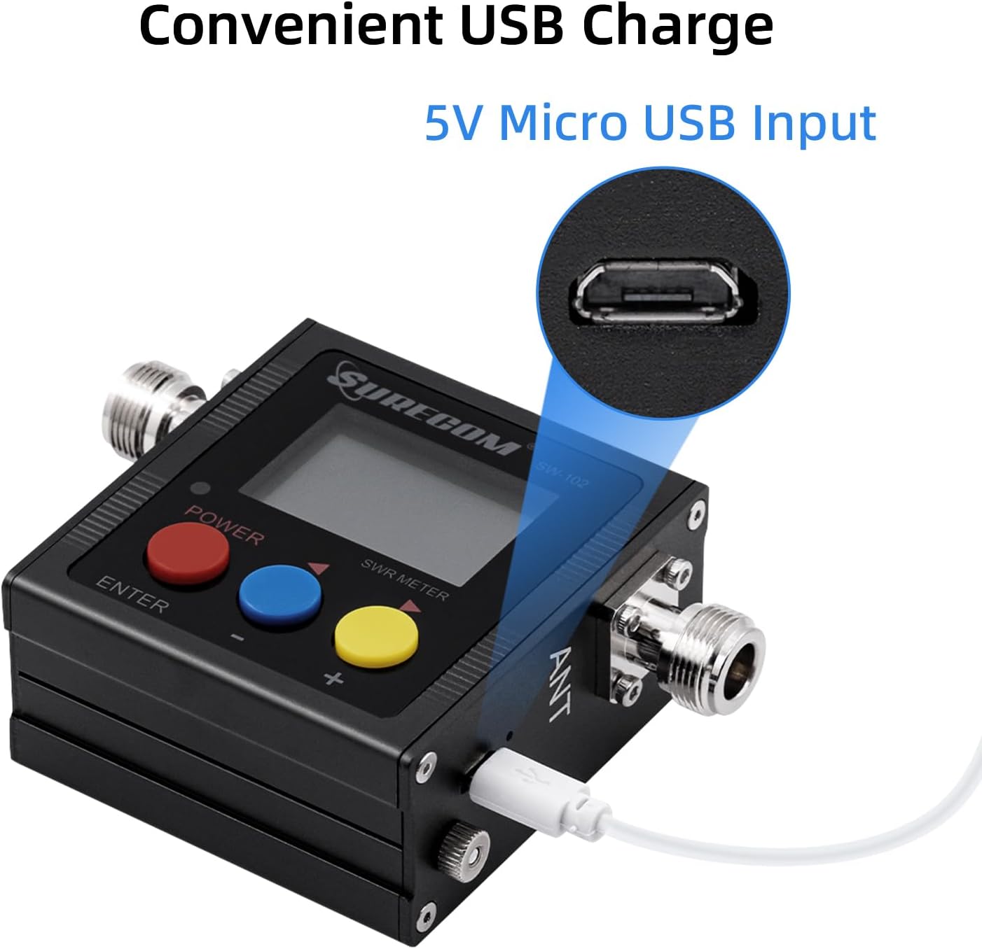 Mcbazel Surecom SW-102 Digital VHF/UHF 125-525Mhz Antenna Power & SWR Meter