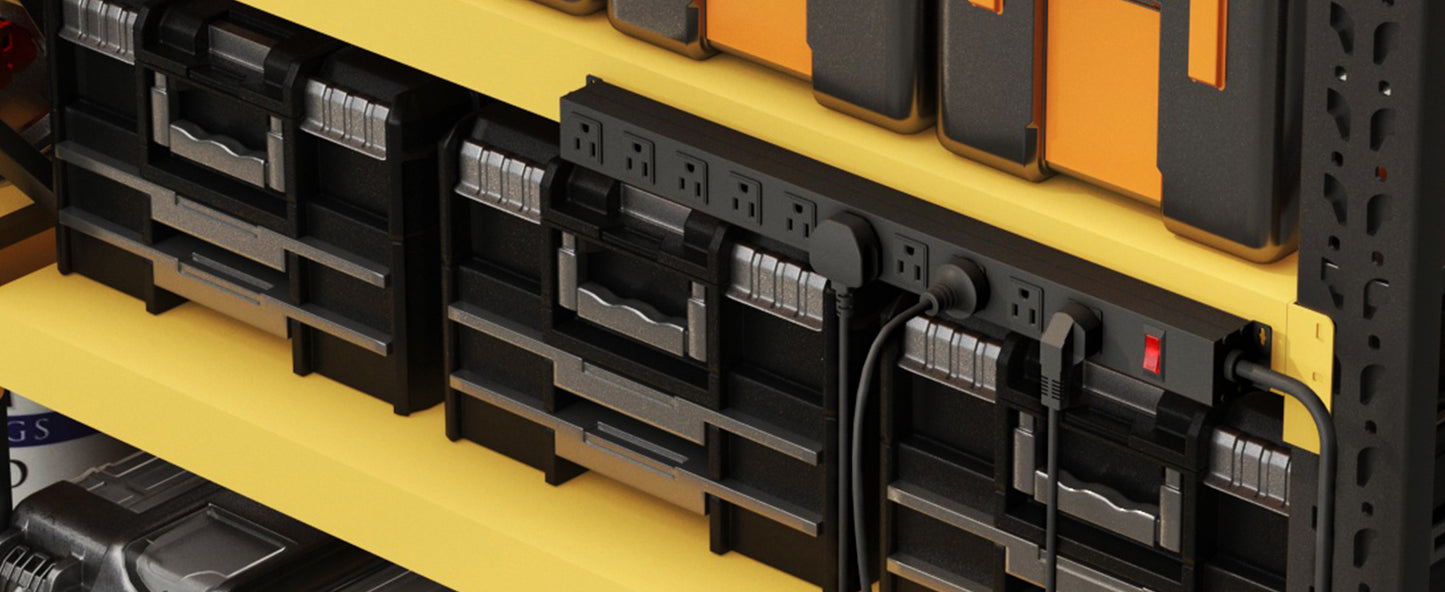 Power Strip with 6AC Outlets 6 Ft UL 14AWG Cord Straight Plug,Metal Wall Mount Heavy Duty Power Strip with Switch for Commercial,Industrial,School and Home,15A/125V/1875W,Black(6FT)