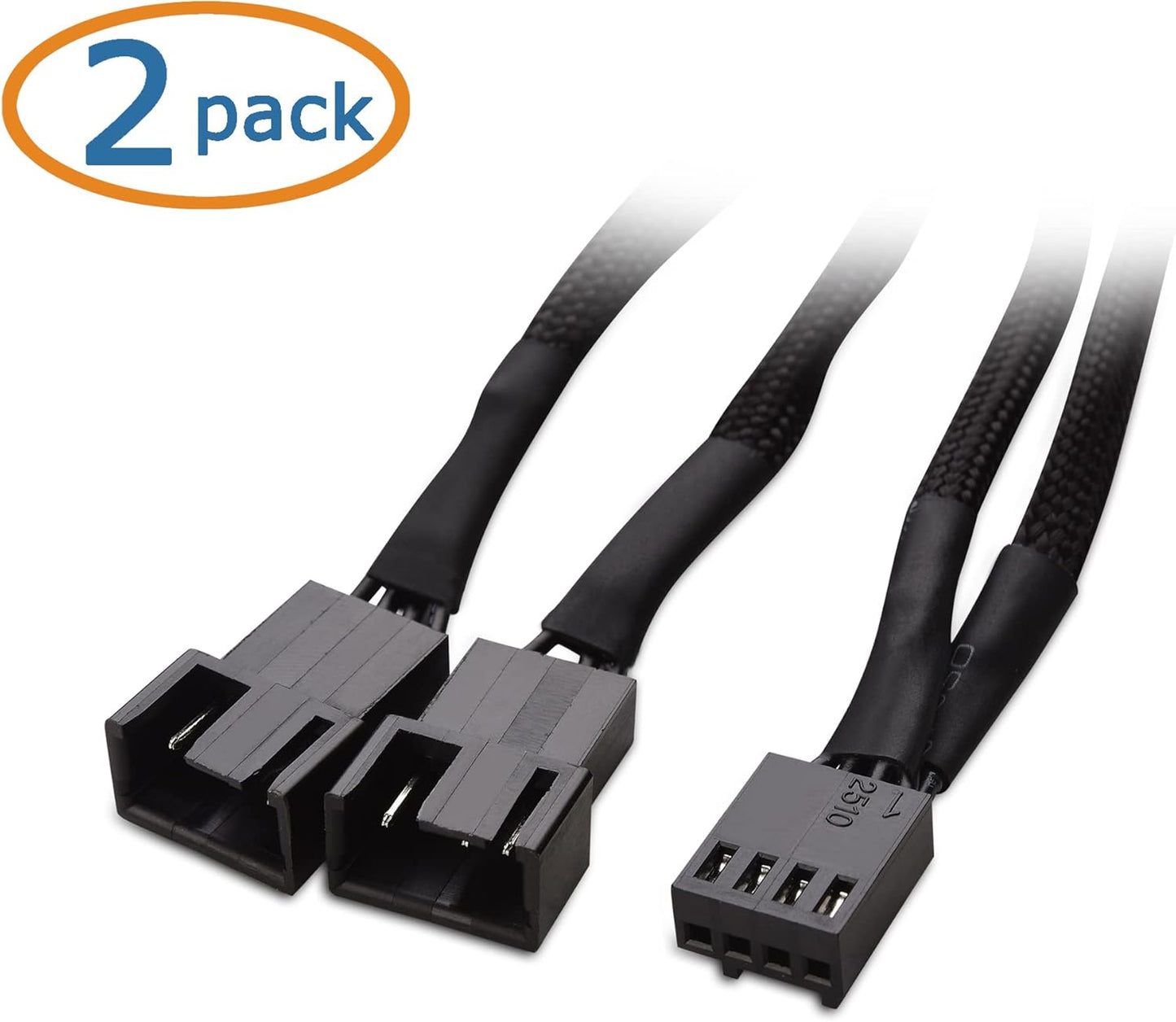 Cable Matters 2-Pack 2 Way 4 Pin PWM Fan Splitter Cable - 4 Inches, PC Fan Splitter 1 to 2 Converter, PC Fan Extension Cable