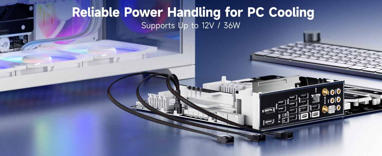 Cable Matters 2-Pack 3 Way 4 Pin PWM Fan Splitter Cable - 12 Inches / 30cm, 1x PWM-Controlled Fan with 2 Follower Fans, PC Fan Splitter 1 to 3 Converter, PC-Fan Extension Cable