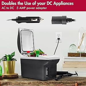 Wagan EL9903 AC to DC Power Adapter 5A 60W Power Converter 110V AC to 12V DC Cigarette Lighter Socket Adapter for 12V Car portable Fridge ETL listed