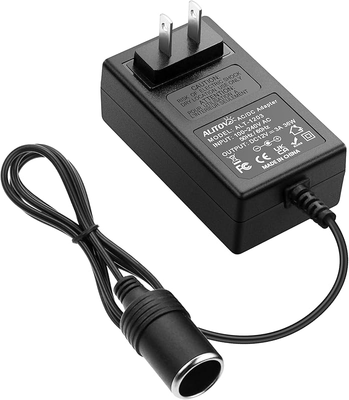 ALITOVE AC to DC Converter 110V to 12V 8A, 120V to 12V Power Supply Cigarette Lighter Adapter to Wall Plug AC to DC Adapter for Small Car Vacuum Air Pump Cooler Massager and Other Devices Under 96W