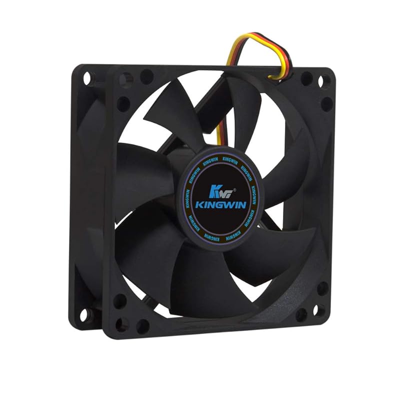 Kingwin 120mm Silent Fan for PC Cases, CPU Coolers, Mining Rigs – Quiet Computer Cooling Fan with Long Life Sleeve Bearing, High Airflow Ventilation – Black CF-012LB