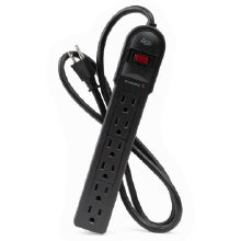 KMC 6-Outlet Surge Protector Power Strip 2-Pack, 900 Joules, 4-Foot Extension Cord, Overload Protection, Black