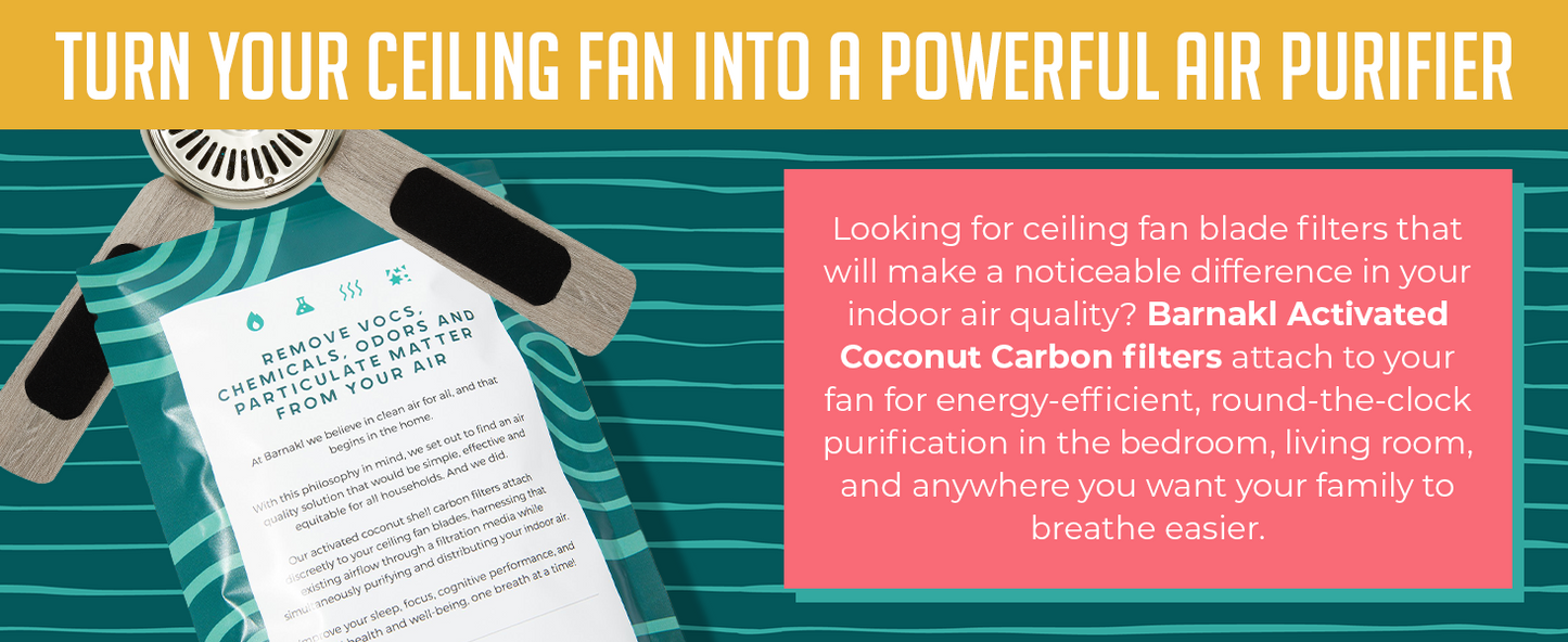 Ceiling Fan Filters | Activated Coconut Shell Carbon Ceiling Fan Blade Filters for Common Household Contaminants | Easy-Stick Universal Fit, Unscented (3-Count)