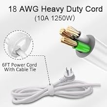 6 Ft Surge Protector Power Strip - 8 Widely Outlets with 4 USB Ports, 3 Side Outlet Extender with 6 Feet Extension Cord, Flat Plug, Wall Mount, Desk USB Charging Station, ETL,White