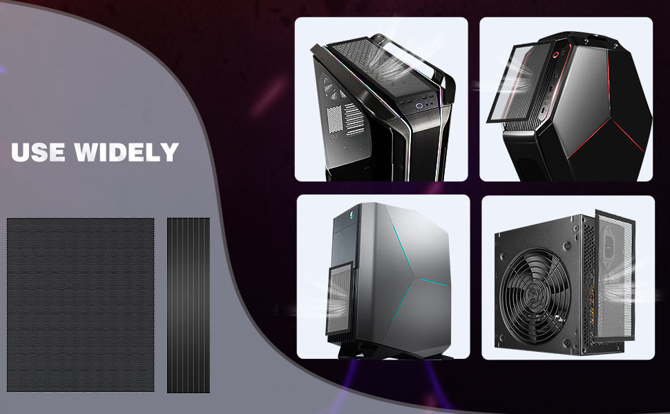 MoKo 400x300mm DIY PC Case Dust Mesh Filter, [2 Pack] PVC Dustproof Magnetic Dust Filter Cover, PC Mesh Grill with Magnetic Frame Strip Computer Cooler Fan Dust Filter for Computer PC Case, Black