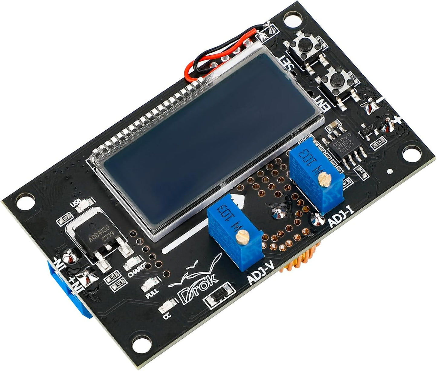 DROK DC Buck Converter Adjustable Voltage Regulator 12V 6V-32V to 1.5-32V 5A, LCD Screen Step Down Converter with USB Port and Protective Case