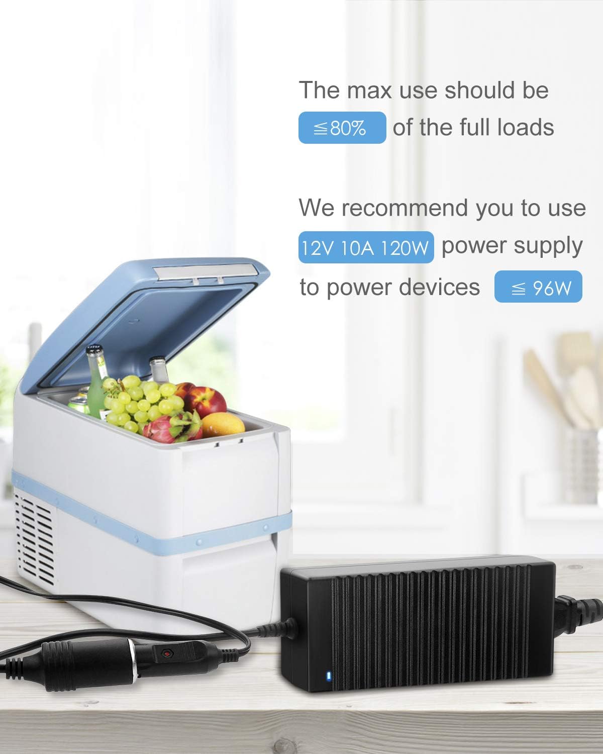 ALITOVE AC to DC Converter 110V to 12V 10A 120W Power Supply Car Cigarette Lighter Adapter to Wall Plug AC to DC Adapter for Car Vacuum Cleaner Inflator Refrigerator Cooler and Other Car Devices