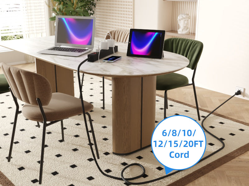 Power Strip with 6AC Outlets 6 Ft UL 14AWG Cord Straight Plug,Metal Wall Mount Heavy Duty Power Strip with Switch for Commercial,Industrial,School and Home,15A/125V/1875W,Black(6FT)