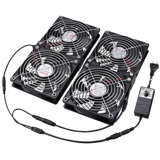 Wathai 4 x 120mm GPU Mining Rigs Server Racks Fan with 100V - 240V AC Power Variable Speed Control, Big Airflow for DIY Cooling and Ventilation AV Cabinets, TVs Routers. Audio Amplifier, Refrigerator
