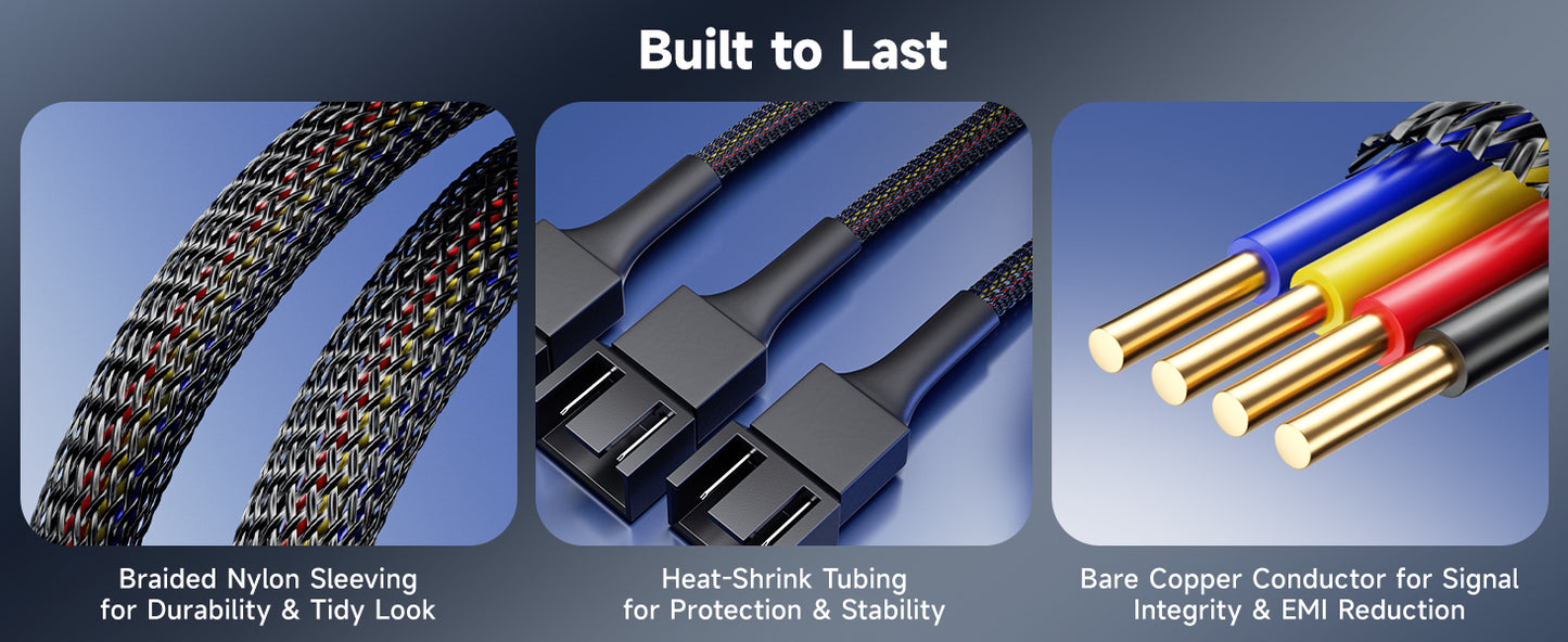 Cable Matters 2-Pack 3 Way 4 Pin PWM Fan Splitter Cable - 12 Inches / 30cm, 1x PWM-Controlled Fan with 2 Follower Fans, PC Fan Splitter 1 to 3 Converter, PC-Fan Extension Cable