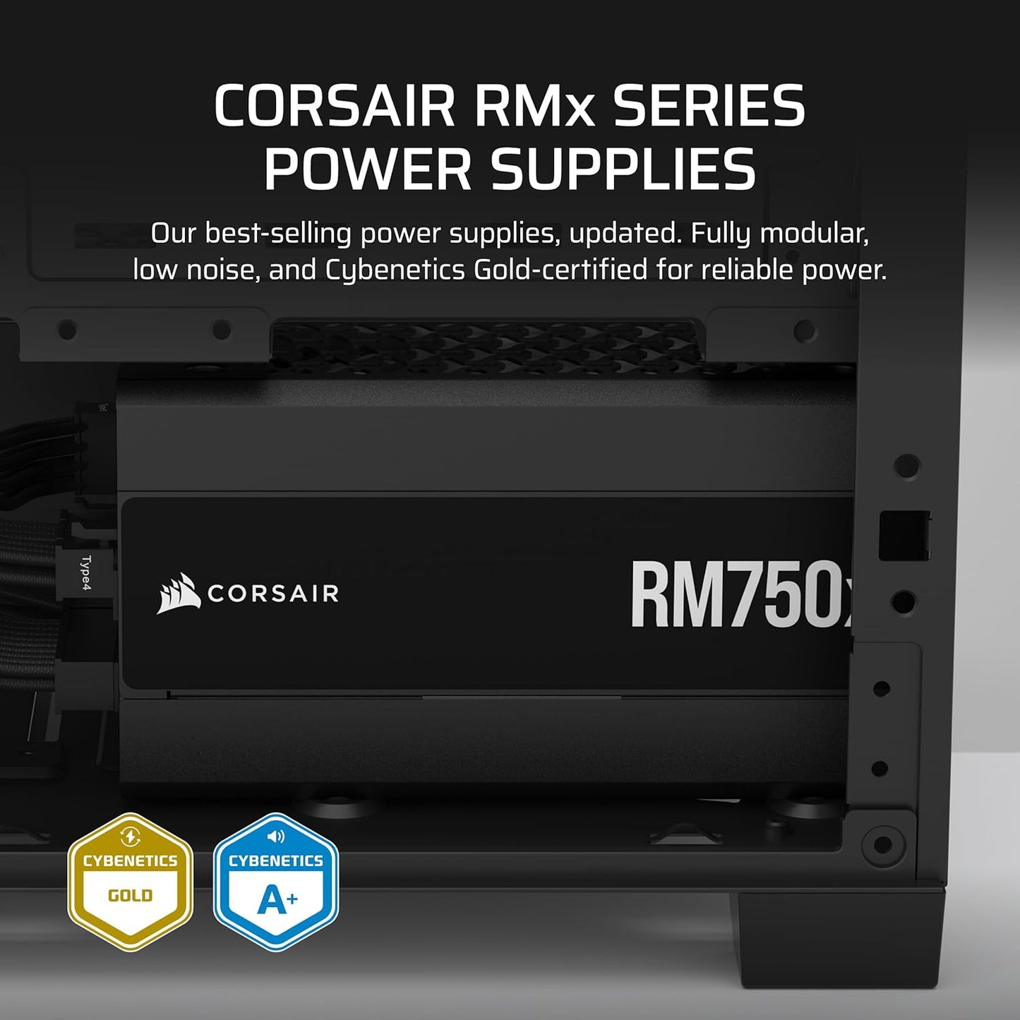CORSAIR RM1000x Fully Modular Low-Noise ATX Power Supply – ATX 3.1 Compliant – PCIe 5.1 Support – Cybenetics Gold Efficiency – Native 12V-2x6 Connector – Black