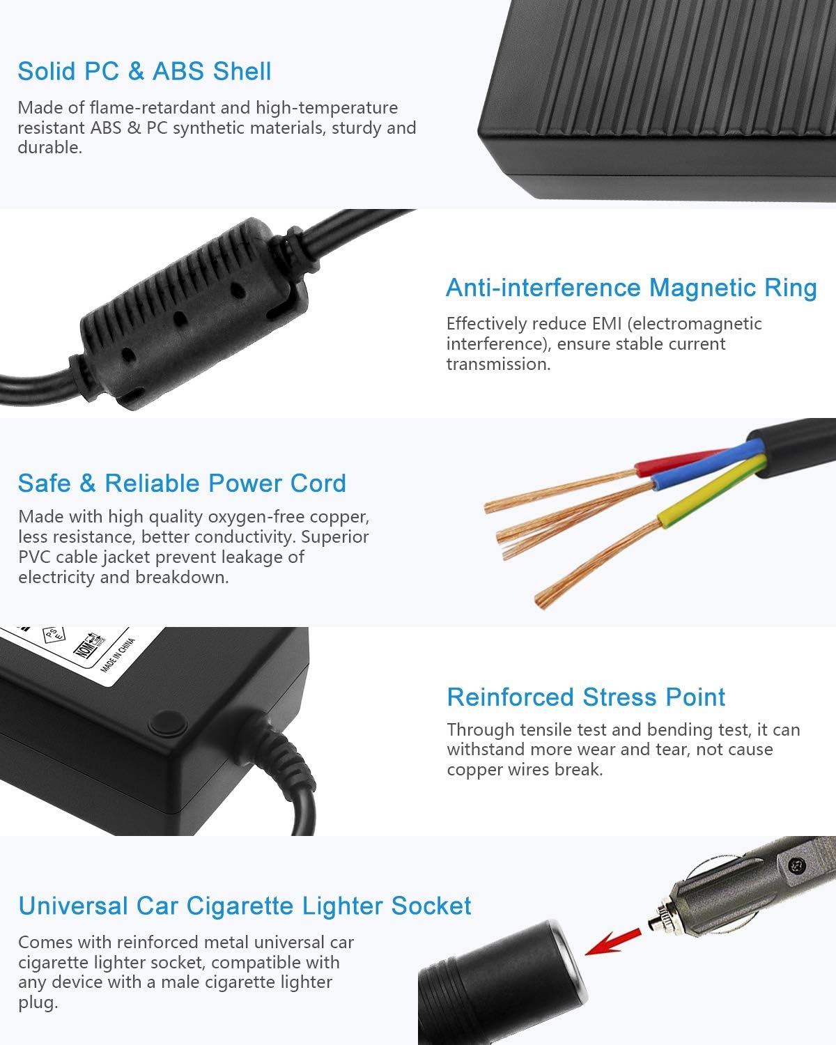 ALITOVE AC to DC Converter 110V to 12V 10A 120W Power Supply Car Cigarette Lighter Adapter to Wall Plug AC to DC Adapter for Car Vacuum Cleaner Inflator Refrigerator Cooler and Other Car Devices