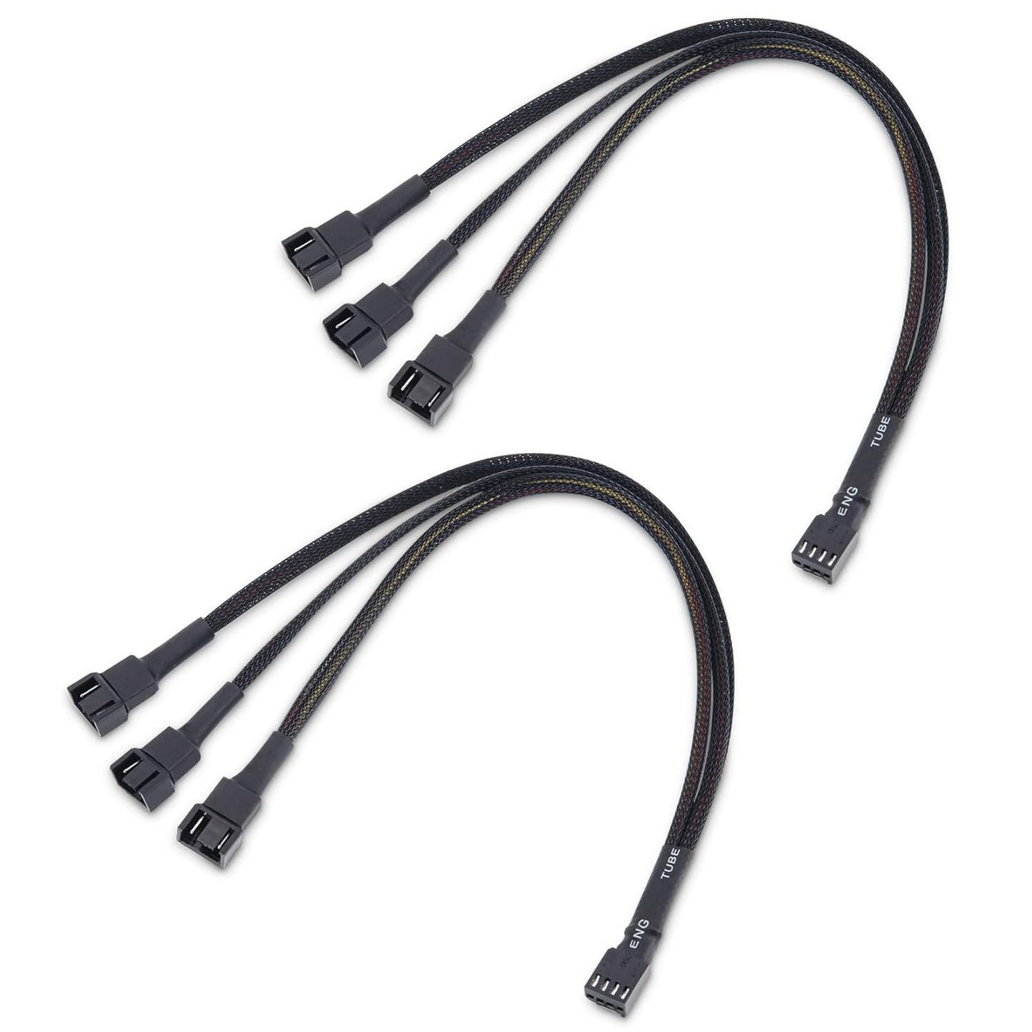 Cable Matters 2-Pack 3 Way 4 Pin PWM Fan Splitter Cable - 12 Inches / 30cm, 1x PWM-Controlled Fan with 2 Follower Fans, PC Fan Splitter 1 to 3 Converter, PC-Fan Extension Cable