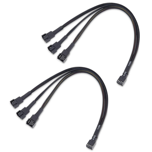 Cable Matters 2-Pack 3 Way 4 Pin PWM Fan Splitter Cable - 12 Inches / 30cm, 1x PWM-Controlled Fan with 2 Follower Fans, PC Fan Splitter 1 to 3 Converter, PC-Fan Extension Cable