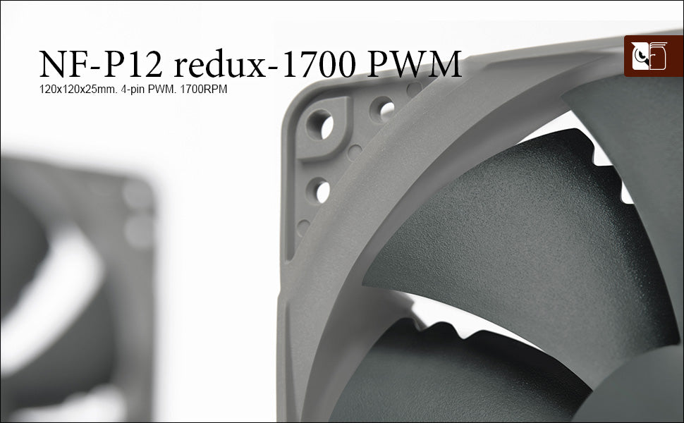 Noctua NF-P12 redux-1700 PWM, High Performance Cooling Fan, 4-Pin, 1700 RPM (120mm, Grey)