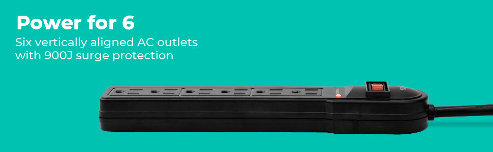 KMC 6-Outlet Surge Protector Power Strip 6 Pack