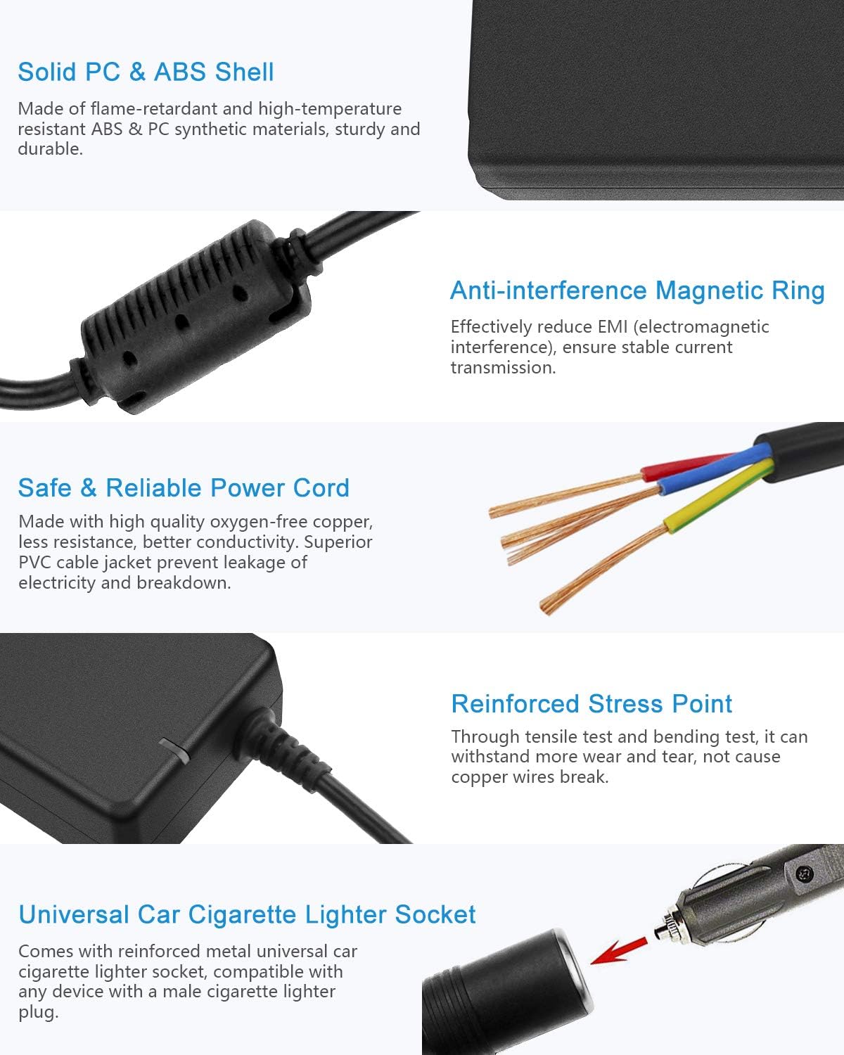 ALITOVE AC to DC Converter 110V to 12V 8A, 120V to 12V Power Supply Cigarette Lighter Adapter to Wall Plug AC to DC Adapter for Small Car Vacuum Air Pump Cooler Massager and Other Devices Under 96W