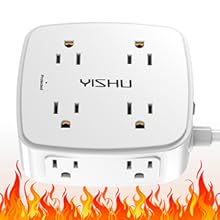 6 Ft Surge Protector Power Strip - 8 Widely Outlets with 4 USB Ports, 3 Side Outlet Extender with 6 Feet Extension Cord, Flat Plug, Wall Mount, Desk USB Charging Station, ETL,White