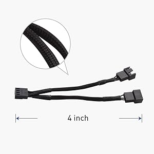 Cable Matters 2-Pack 2 Way 4 Pin PWM Fan Splitter Cable - 4 Inches, PC Fan Splitter 1 to 2 Converter, PC Fan Extension Cable