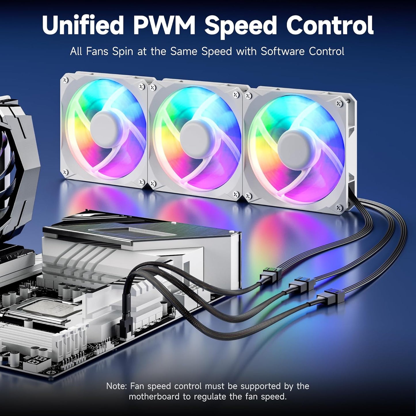 Cable Matters 2-Pack 3 Way 4 Pin PWM Fan Splitter Cable - 12 Inches / 30cm, 1x PWM-Controlled Fan with 2 Follower Fans, PC Fan Splitter 1 to 3 Converter, PC-Fan Extension Cable