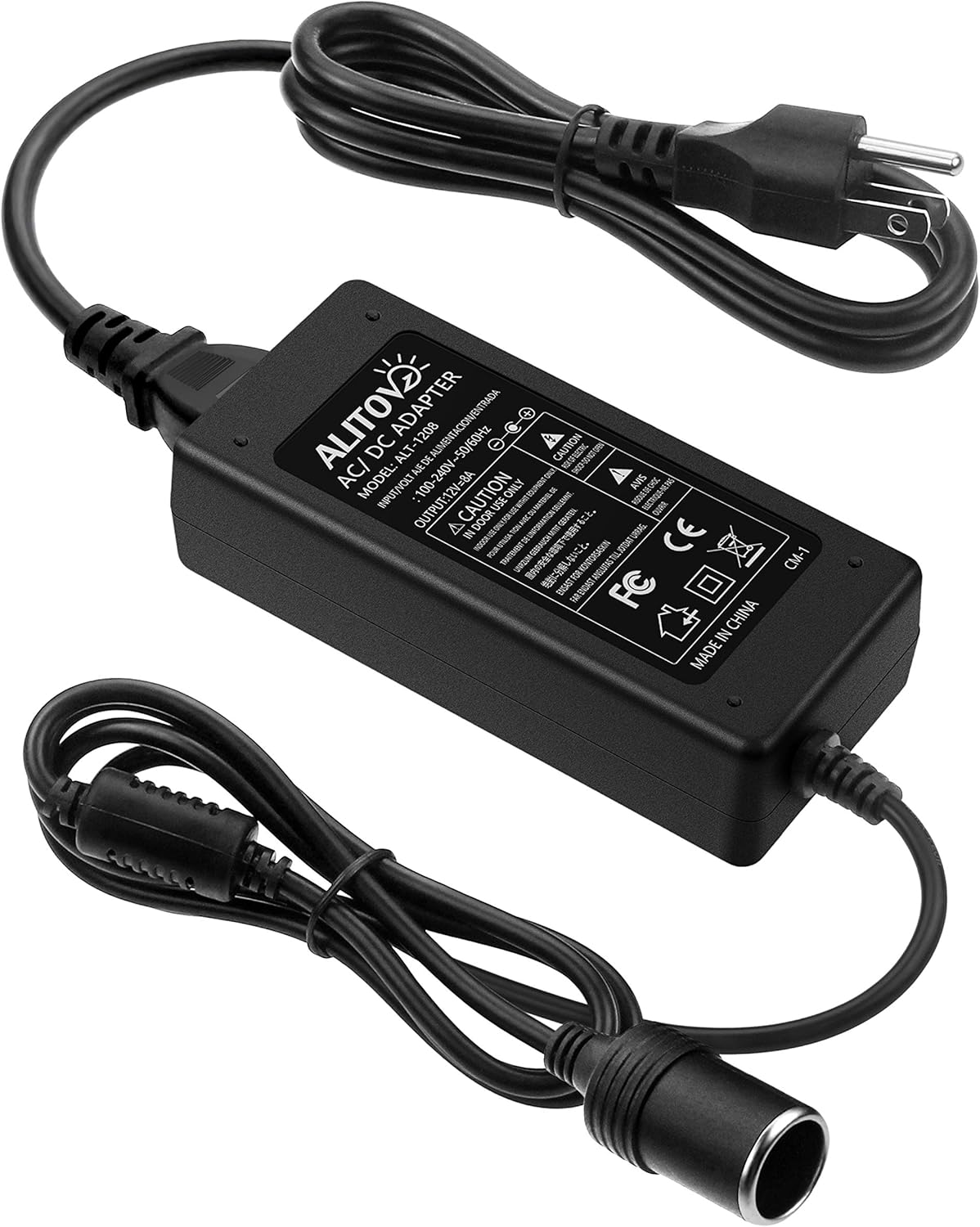 ALITOVE AC to DC Converter 110V to 12V 8A, 120V to 12V Power Supply Cigarette Lighter Adapter to Wall Plug AC to DC Adapter for Small Car Vacuum Air Pump Cooler Massager and Other Devices Under 96W