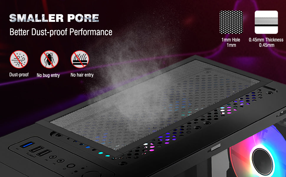 MoKo 400x300mm DIY PC Case Dust Mesh Filter, [2 Pack] PVC Dustproof Magnetic Dust Filter Cover, PC Mesh Grill with Magnetic Frame Strip Computer Cooler Fan Dust Filter for Computer PC Case, Black