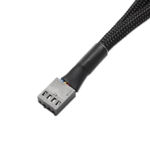 All Black Sleeved PWM Fan Splitter Cable 1 to 2 Converter, 2 Pack