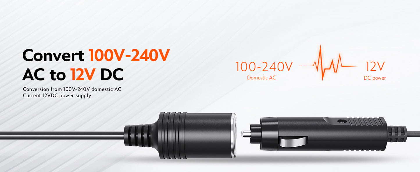 AC to DC Converter, AC/DC 12V 15A 180W Power Supply Adapter Transformer for Tire Inflator, Car Refrigerator, Paddle Board Pump, 110V to 12V Converter Car Cigarette Lighter Adapter Power Supply