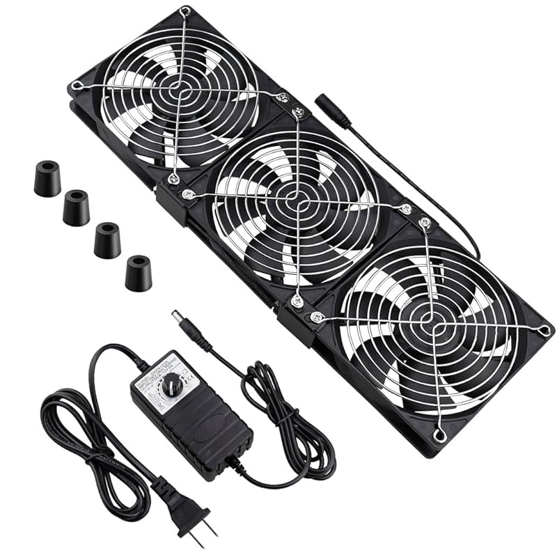 Wathai 4 x 120mm GPU Mining Rigs Server Racks Fan with 100V - 240V AC Power Variable Speed Control, Big Airflow for DIY Cooling and Ventilation AV Cabinets, TVs Routers. Audio Amplifier, Refrigerator