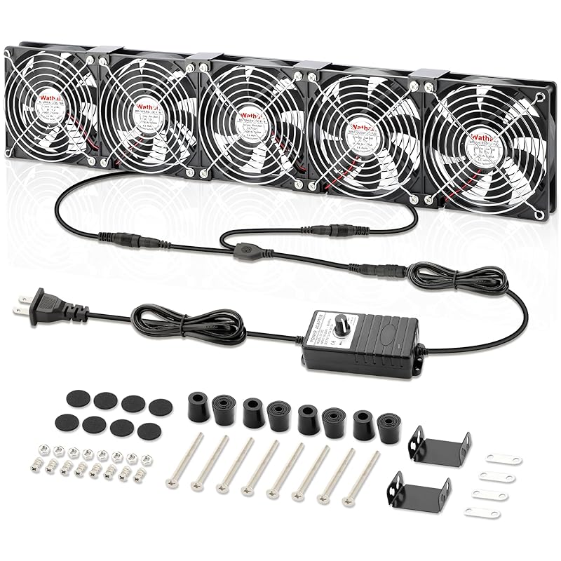 Wathai 4 x 120mm GPU Mining Rigs Server Racks Fan with 100V - 240V AC Power Variable Speed Control, Big Airflow for DIY Cooling and Ventilation AV Cabinets, TVs Routers. Audio Amplifier, Refrigerator