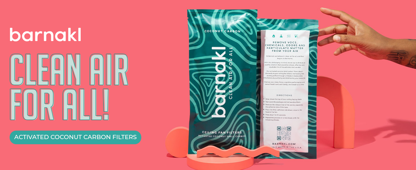 Ceiling Fan Filters | Activated Coconut Shell Carbon Ceiling Fan Blade Filters for Common Household Contaminants | Easy-Stick Universal Fit, Unscented (3-Count)